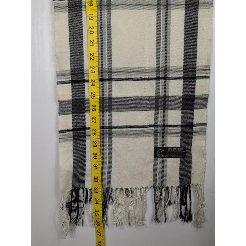 Italy Design Cashmere Blend Scarf Unisex Multicolor Plaid Fringe Soft Wrap Shawl